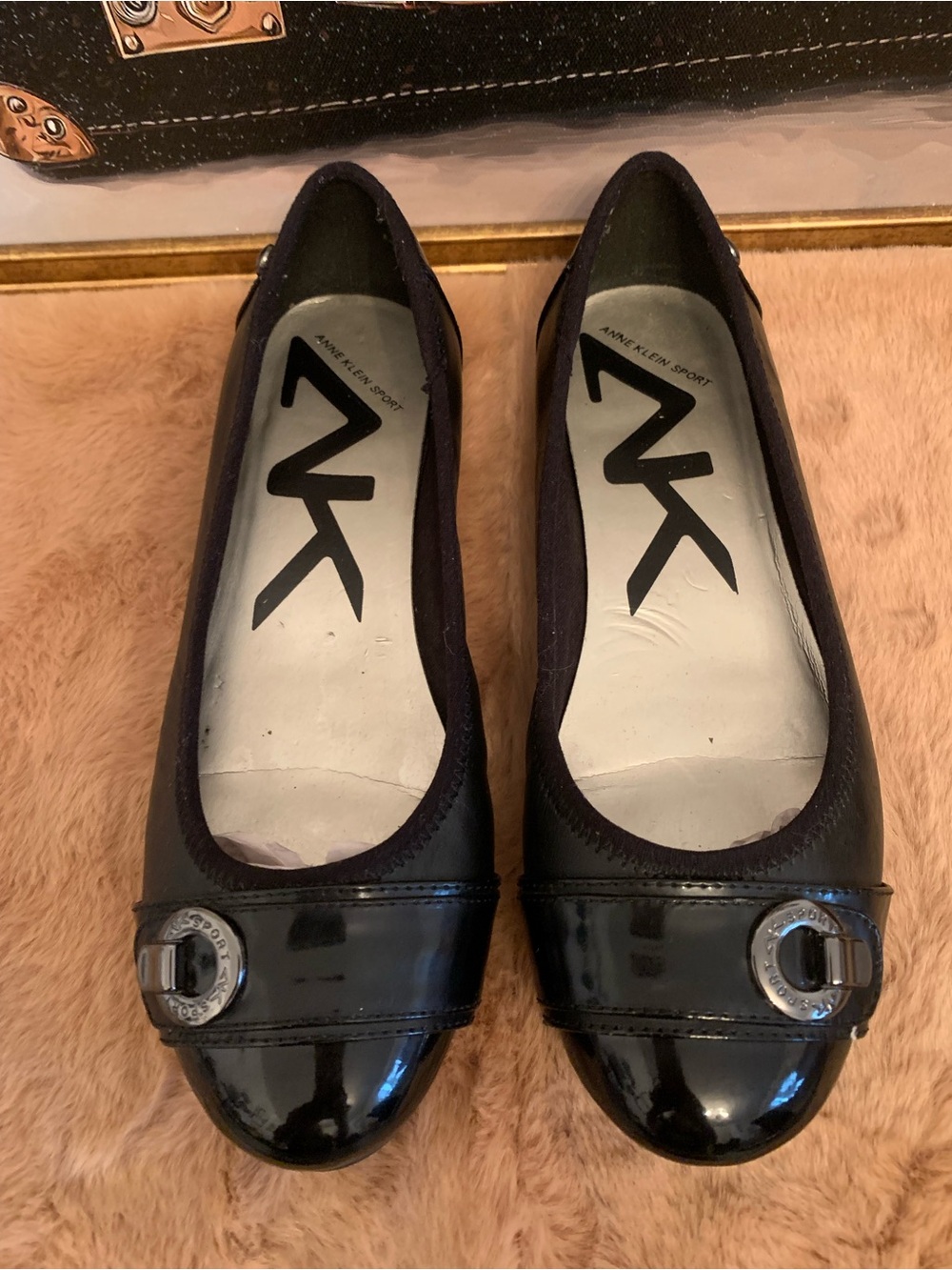 Anne Klein Sport Black Patent Slip-On Ballet Flats SL017